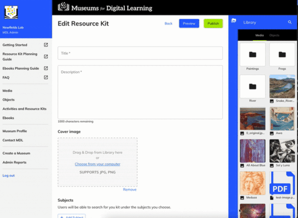 An animation showing how to upload media